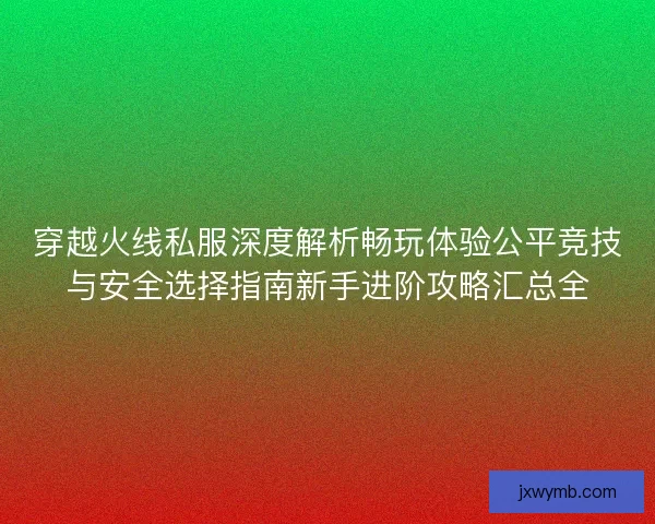 穿越火线私服深度解析畅玩体验公平竞技与安全选择指南新手进阶攻略汇总全